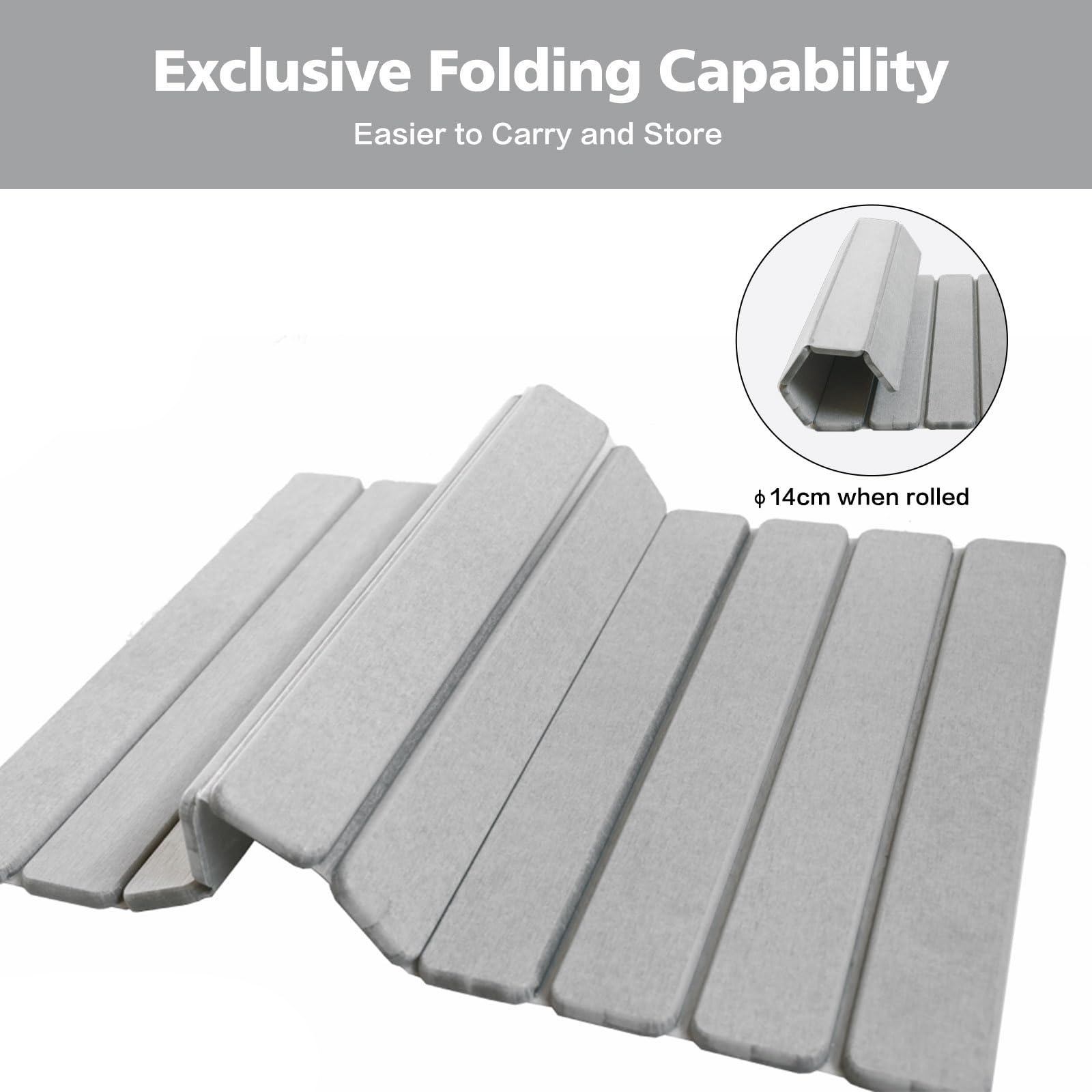 KEYCHAD Tapis de Bain Pliable antidérapant en Terre de diatomées à séchage Rapide pour Salle de Bain, Maison et Chambre Gris 59 x 39 cm