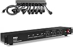Pyle 19 prises 1U 19" Rackmount PDU centre de distribution d'alimentation, barre de conditionnement, protecteur de surtension 15 Amp, disjoncteur, 4 ports de charge USB multi-appareils, cordon de 15 pi
