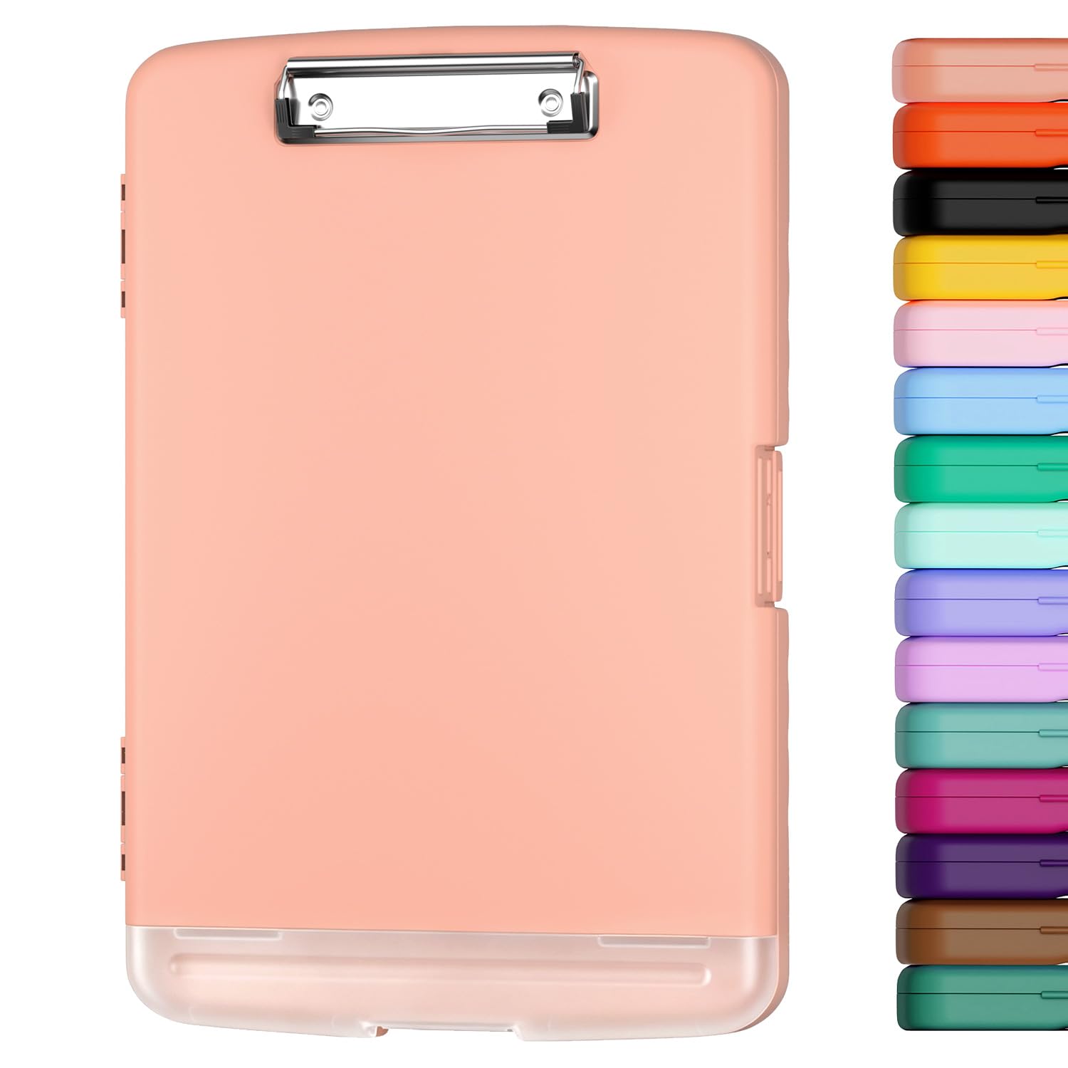Piasoenc Clipboard with Storage, 8.5x11 Storage Clipboards with Pen Holder and A4 Legal Paper Folder, Heavy Duty Plastic, Folio & Side-Opening, Low Profile Clip, for Nurses, Teachers,Dark Pink