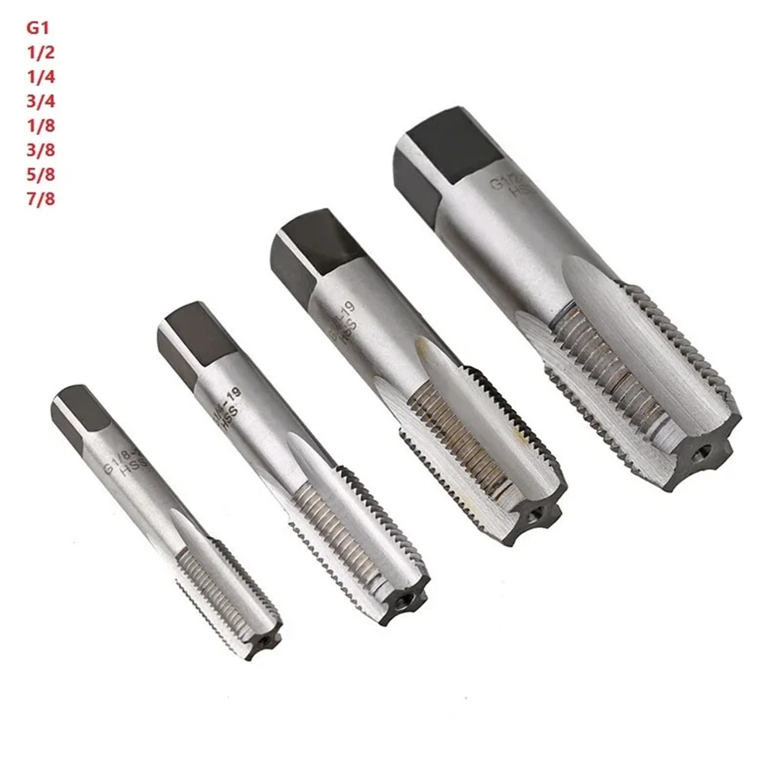 Juego de Brocas para roscar Tornillos estriados G1 1/2 1/4 3/4 1/8 3/8 5/8 7/8 (1/8 Pulgadas, Paso 28)