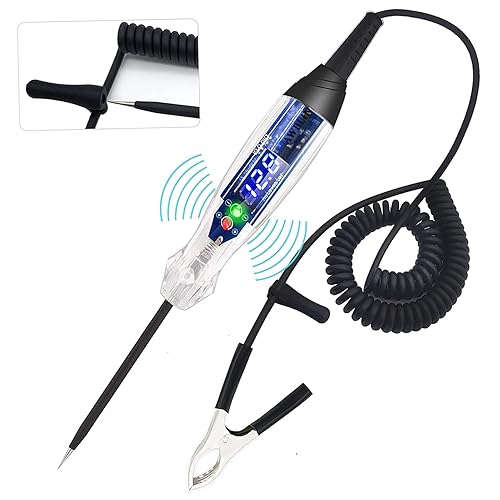 AWBLIN Luz de prueba de zumbador automotriz mejorada de 4-60 V CC digital LED probador de luz resistente con voltímetro probador de voltaje