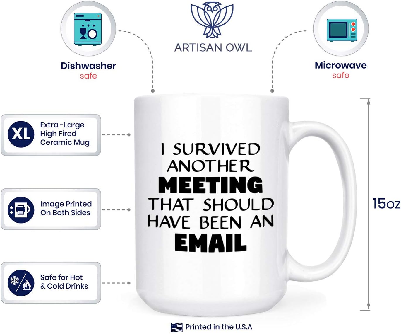 🔥 Crаzу Dеаlѕ I Survived Another Meeting That Should Have Been An Email - WFH Work From Home Office Company - 15oz Deluxe Double-Sided Coffee Tea Mug Blасk Frіdау - 40% оƒƒ I Survived Another Meeting That Should Have Been An Email - WFH Work From Home Office Company - 15oz Deluxe Double-Sided Coffee Tea Mug