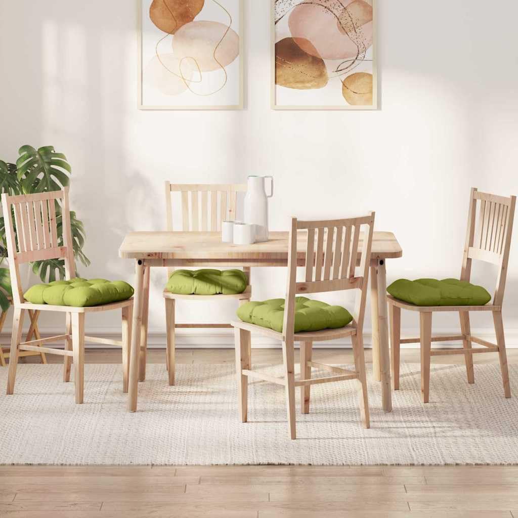 4er Set Sitzkissen 45x45x12cm Stoff Hellgrün | Bequeme Stuhlpolster mit abnehmbarem Bezug und dicker Füllung für gemütliche Stunden im Wohnzimmer.