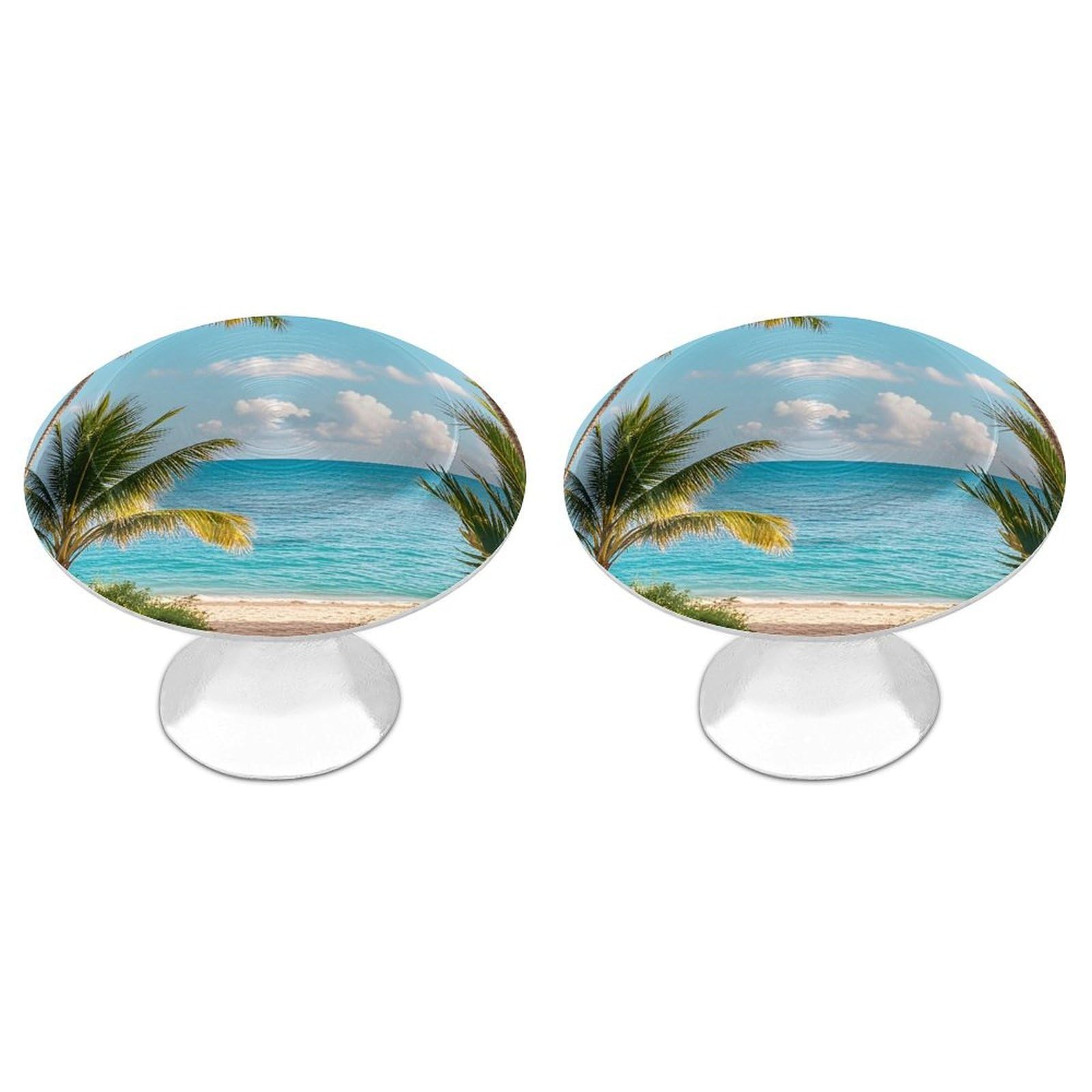 QMNLKH Tropical Palm Trees Cabinet Knobs for Home, Round Drawer Pulls for Kitchen, Personalized Cupboard Handles with Screw, Fashion Dresser Knobs for Office, Drawer Handles, 2 Packs