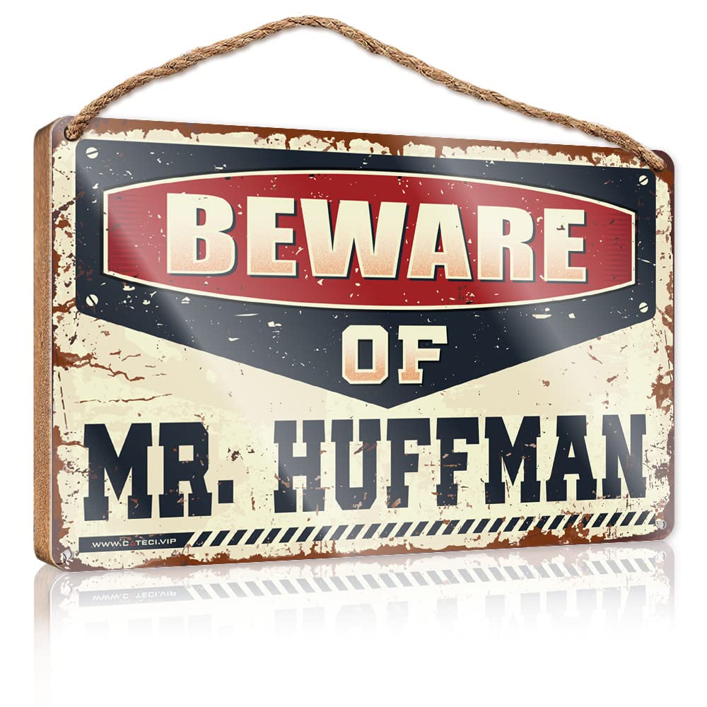 DTHA Funny Wall Hanging Decor Plaque Beware Of Mr. Huffman Wooden Sign Dumb Funny Gifts Farmhouse Decor For The Home(23X35CM)