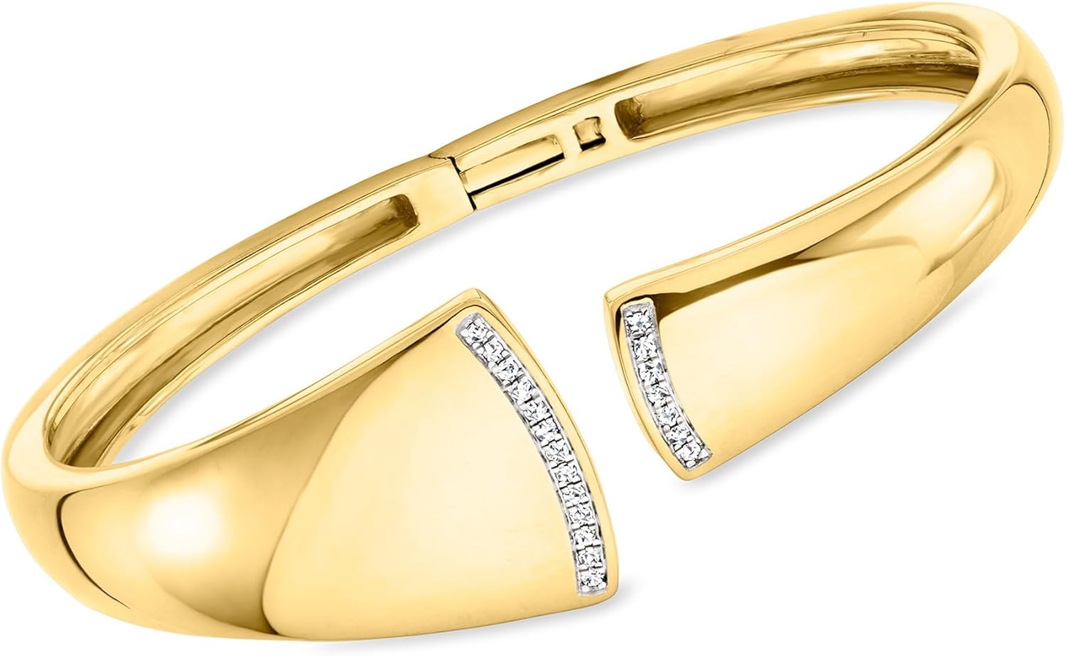 Ross-Simons 0.15 ct. t.w. Diamond Asymmetrical Cuff Bracelet in 18kt Gold Over Sterling