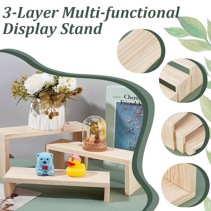 Amazon.co.jp: OLYCRAFT 3個セット 木製展示台 木製ディスプレイ