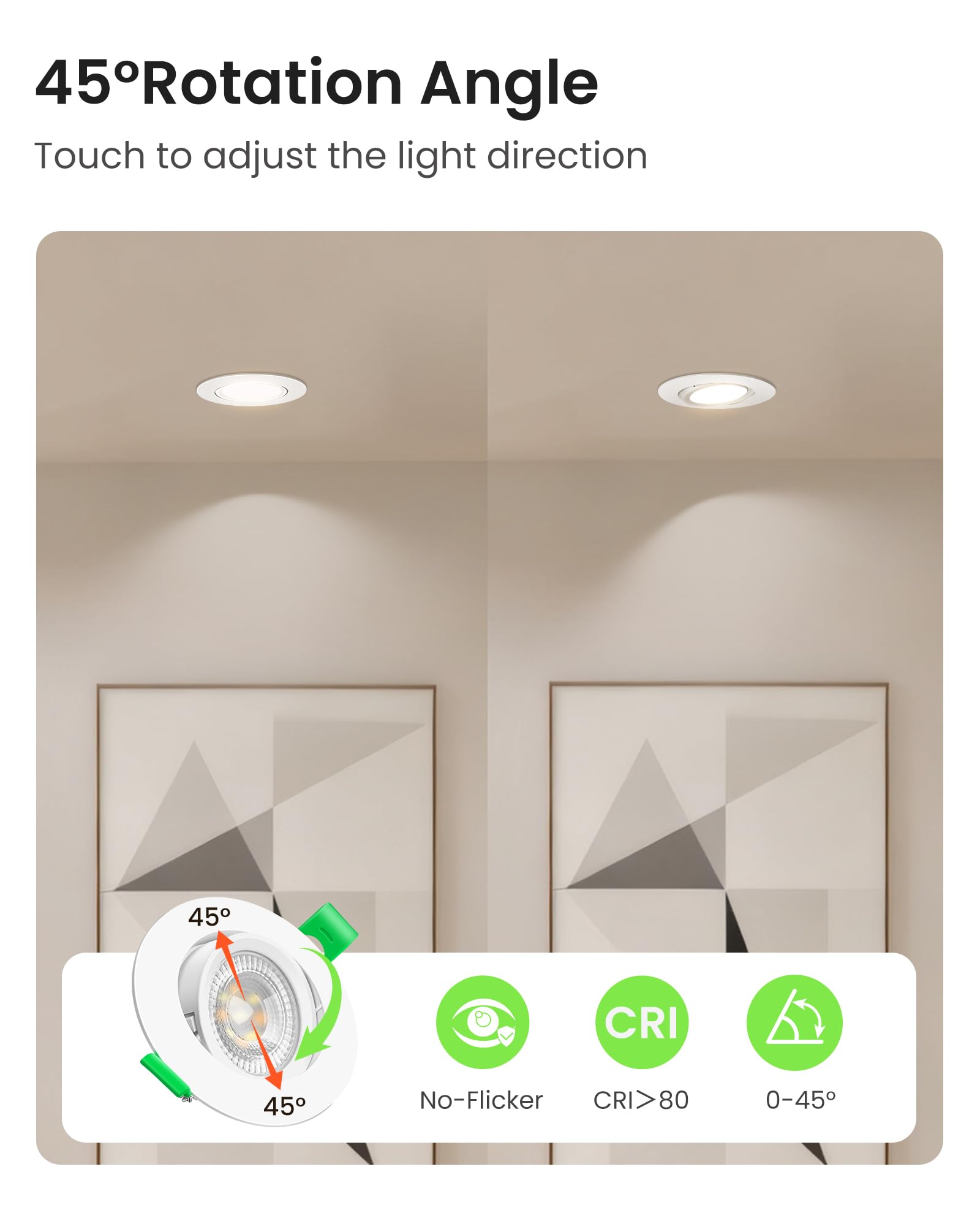 ALUSSO Downlight LED Techo Empotrable Extraplano Redondo 6W 75-78 mm, Focos LED Inclinables Blanco Cálido, 3000K 4000K 6500K Focos LED Regulables Para Cocina Baño Sala de Estar Paquete de 6 Blancos