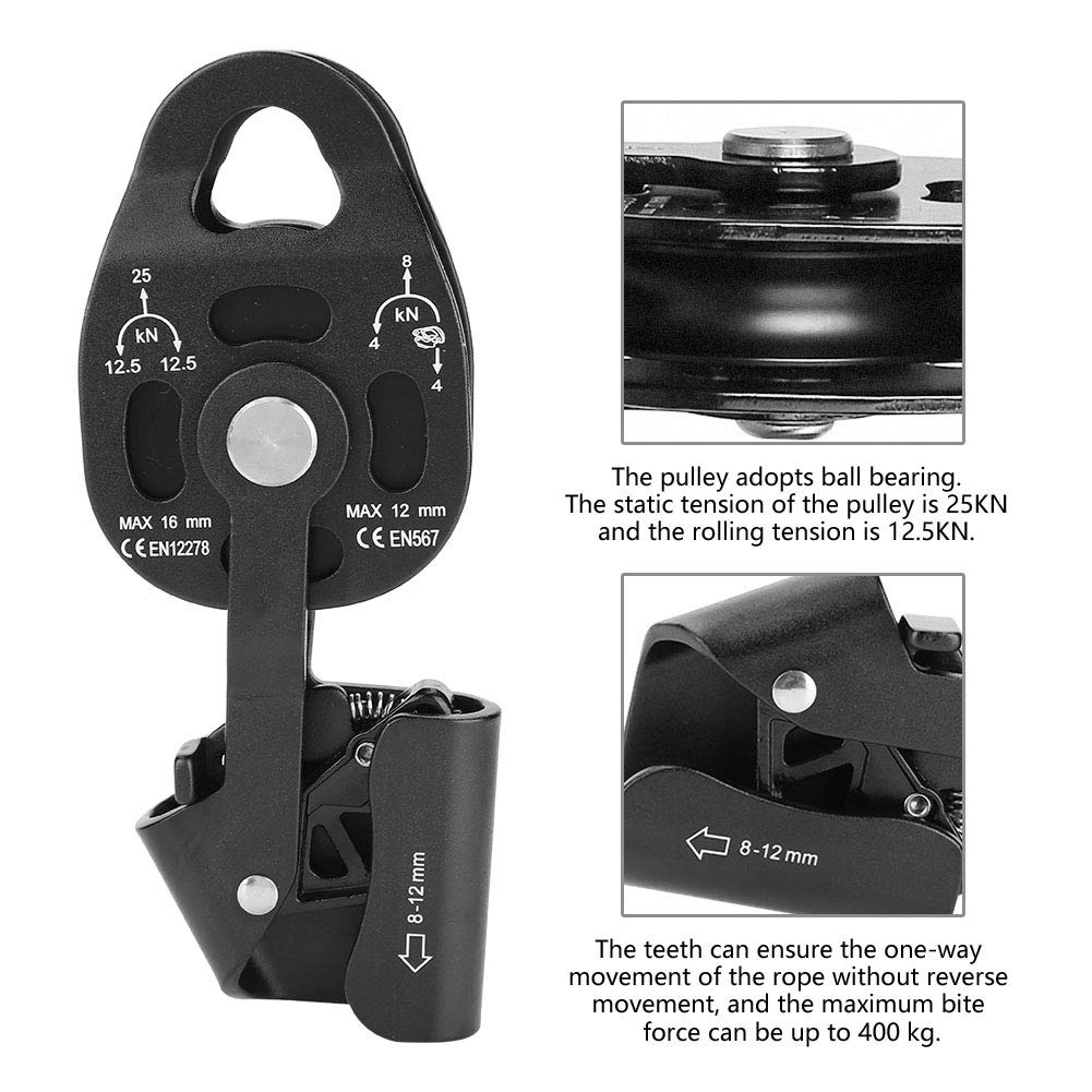 Poleas de Carga Polea de elevación para Objetos Pesados, Polea giratoria de Gran Capacidad, Equipo de Seguridad Compatible con Cuerdas de 8-12 mm, para Trabajos de elevación y Montaje