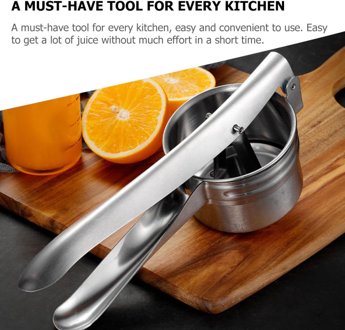 Manual Stainless Steel Lemon Juicer and Fruit Squeezer with Bottom Hole Design Handheld Hand Press Juicer for Citrus Fruits and Vegetables Kitchen Tool