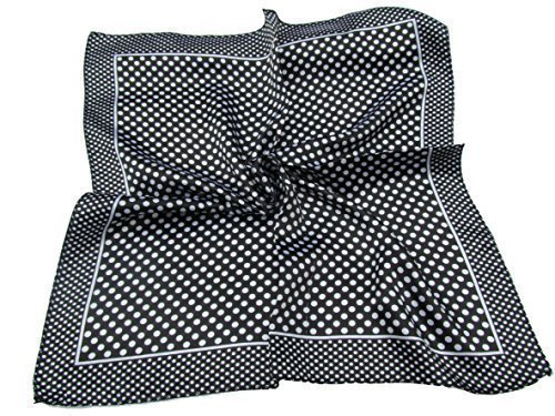 Fat-catz-copy-catz Vintage Elegant Ladies fashion 50cm Square Head/Neck Scarf Various Styles silk satin feel (black polka dots #26)