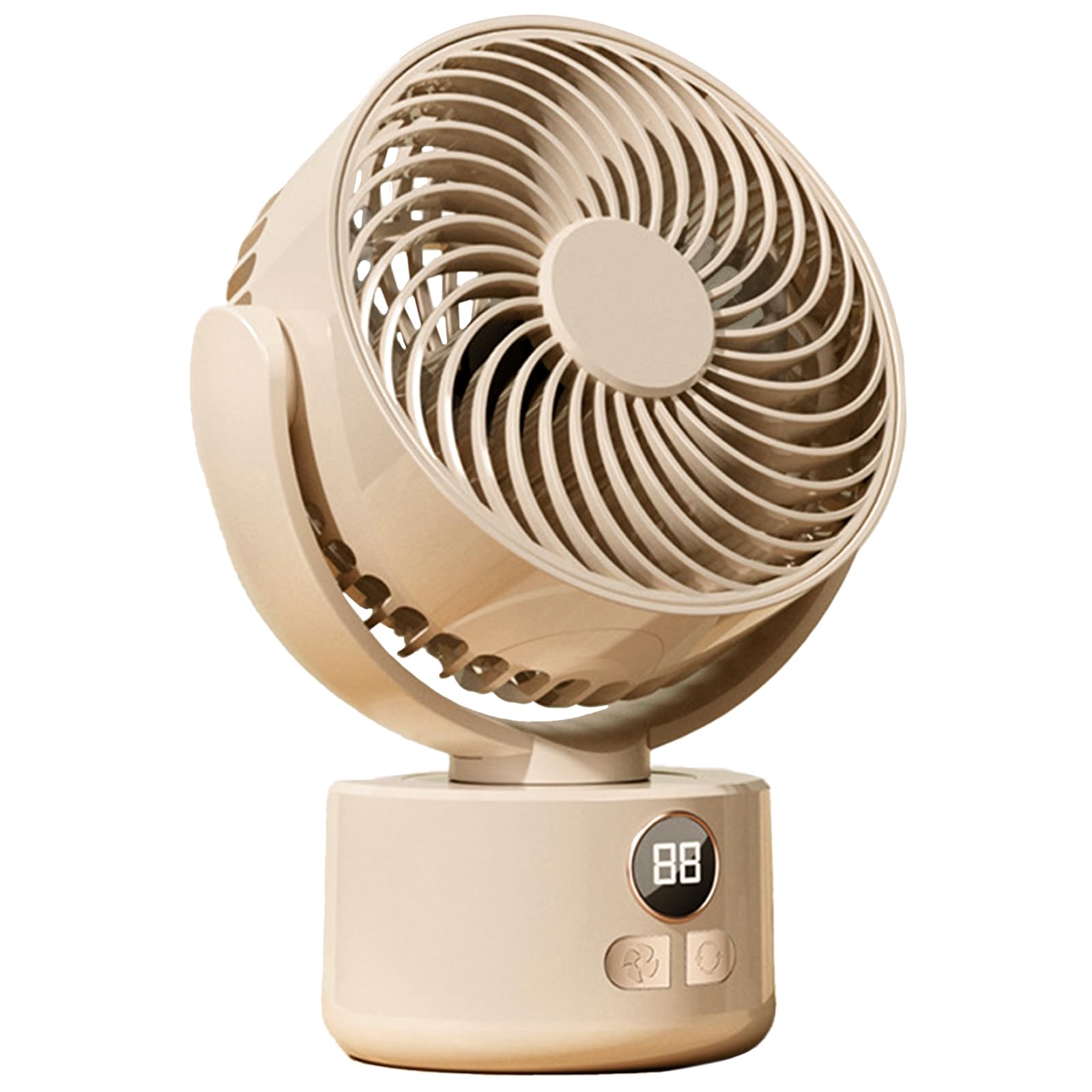 Jentyata Portable desk fan 3600mha long time work about 5-15hours 3 gears choice (Beige)