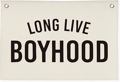 Miniatura 51 de Long Live Boyhood - Decoración de habitación de niños, color verde salvia, cuarto de niños, sala de juegos, bandera de lienzo de lino para colgar en