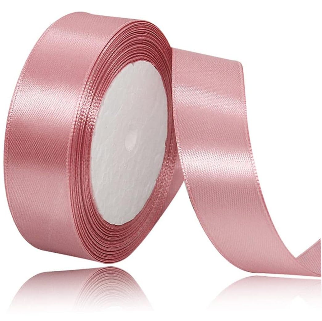 Uanqfegy Satin Ribbon - 1-Inch Wide 24 Yards Rose Gold Craft Ribbon, Premium for Wrapping Wedding Decoration Bouquets Balloons DIY