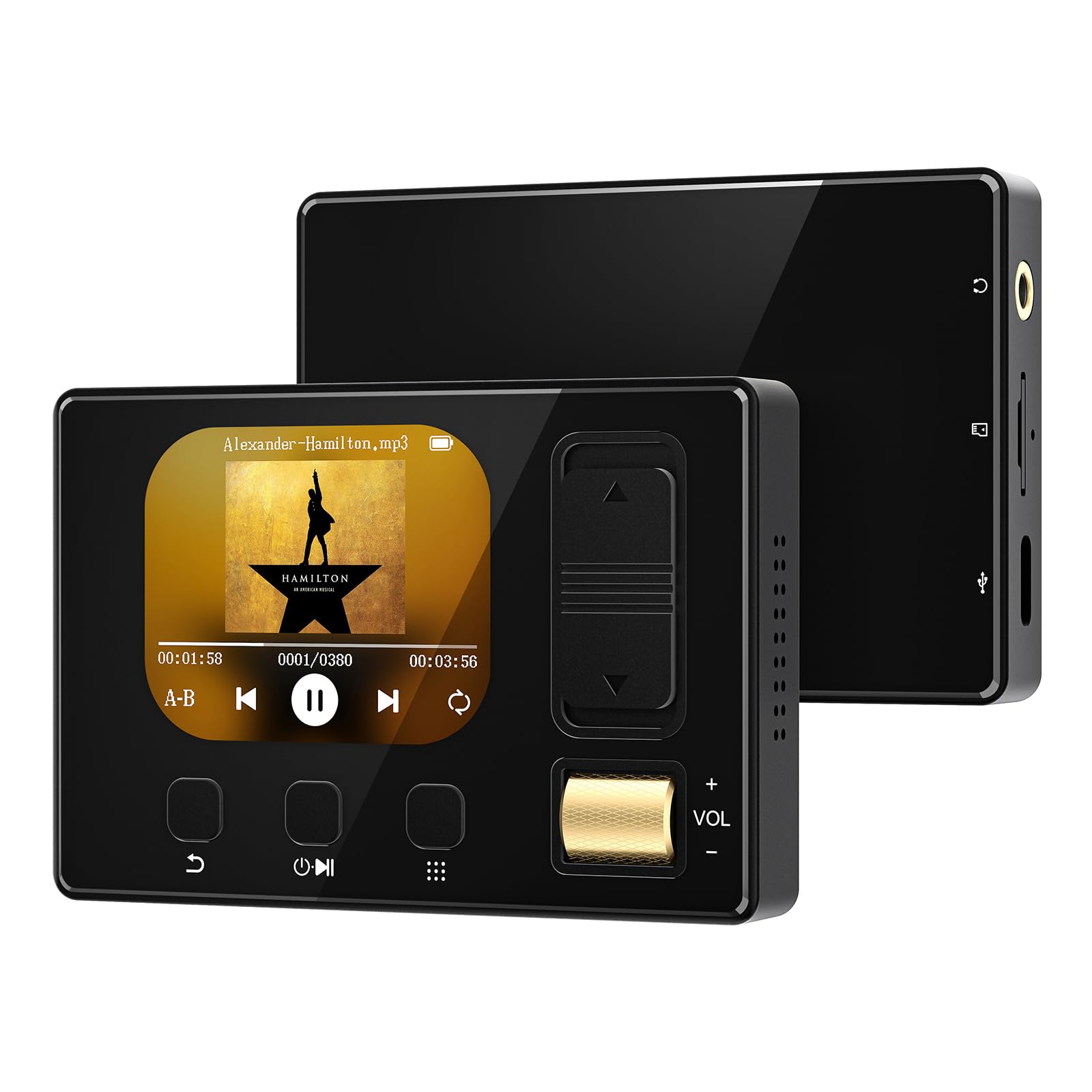 Lecteur MP3 avec Bluetooth 5.3, Lecteur MP3 Diofox HiFi avec Haut-Parleur, 32 Go de Stockage, 6 Styles de Musique, égaliseur, Radio FM, Carte TF jusqu'à 128 Go, Lecteur de Musique Portable Noir