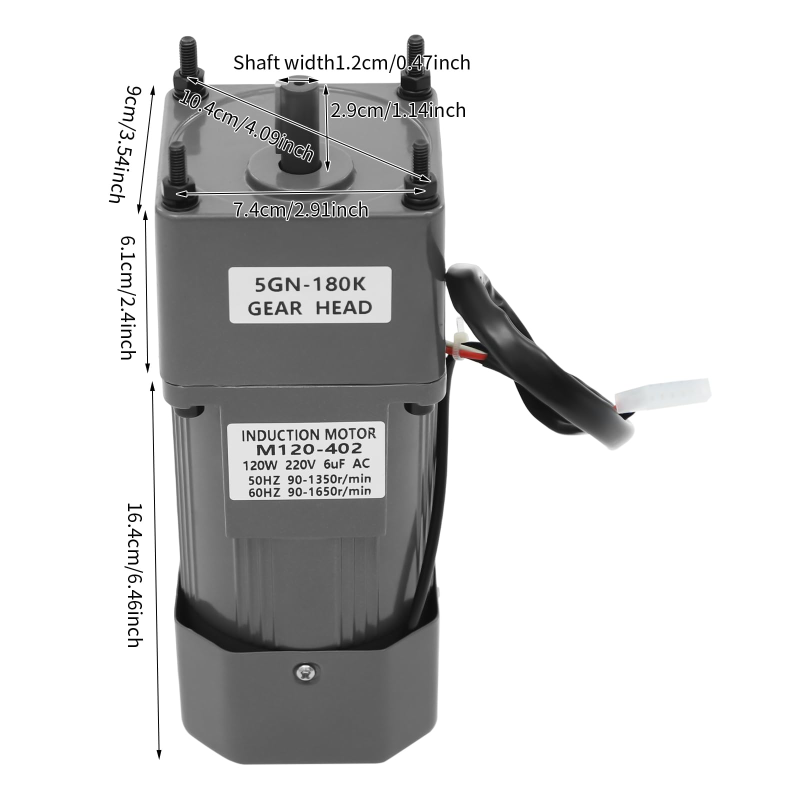 Motore Elettrico a Ingranaggi PINYELIN da 120W 220V, Riduttore a Vite Senza Fine da 180K, Motore a Vite Senza Fine da 0-90 giri/min