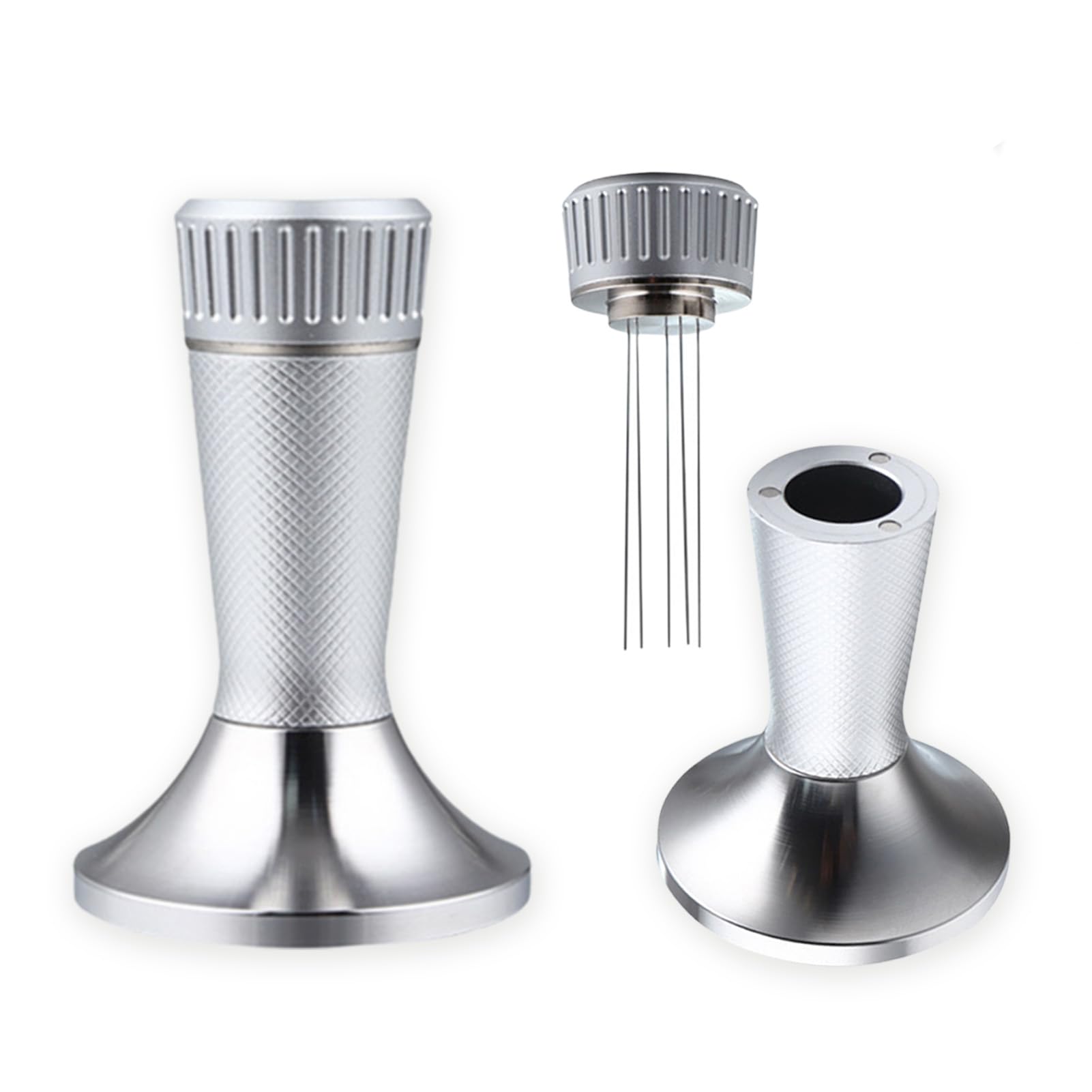 Photo 1 of 2-in-1 Espresso Tamper and Distributor Magnetic Set 53mm,Dual Head Coffee Tamper with Stirrer for 54mm Portafilter,Stainless Steel Espresso Tools for Barista Home Coffee Machine Accessories (Silver)