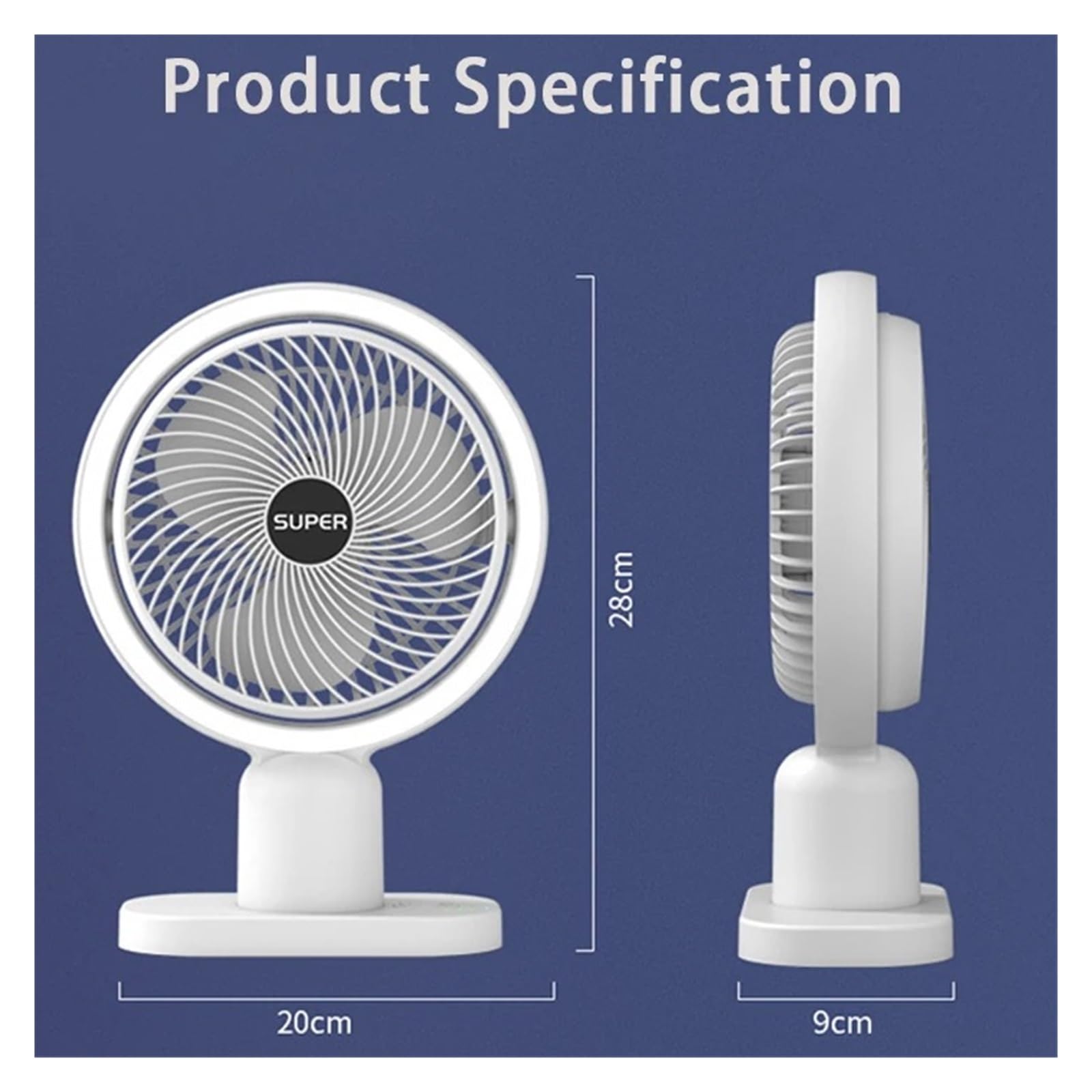 Wentylator Przenośny Mini Wentylator USB Przenośny Wentylator Biurkowy Z Lampą Uzupełniającą Bezprzewodowy Akumulator 3-biegowy Wentylator Stołowy Chłodzący Powietrzem Do Domowego Biura(Black)
