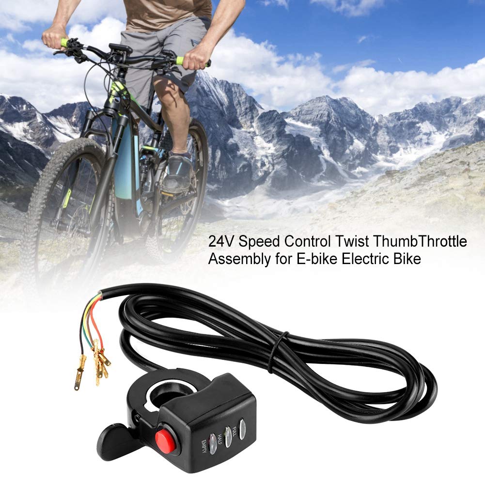 KIMISS Acceleratore a Pollice 24V, Gruppo Regolazione acceleratore a Pollice per Bicicletta elettrica E-Bike [PVC + ABS]