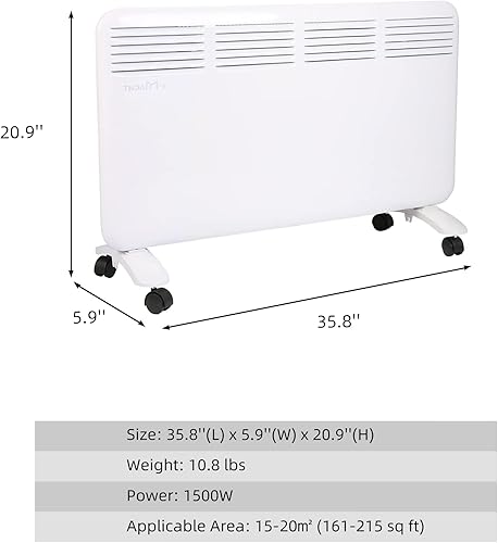 Miniatura 7 de Calentadores de espacio de convección para uso en interiores, 1500 W, calefacción silenciosa, termostato automático, temporizador de 24 horas, 3