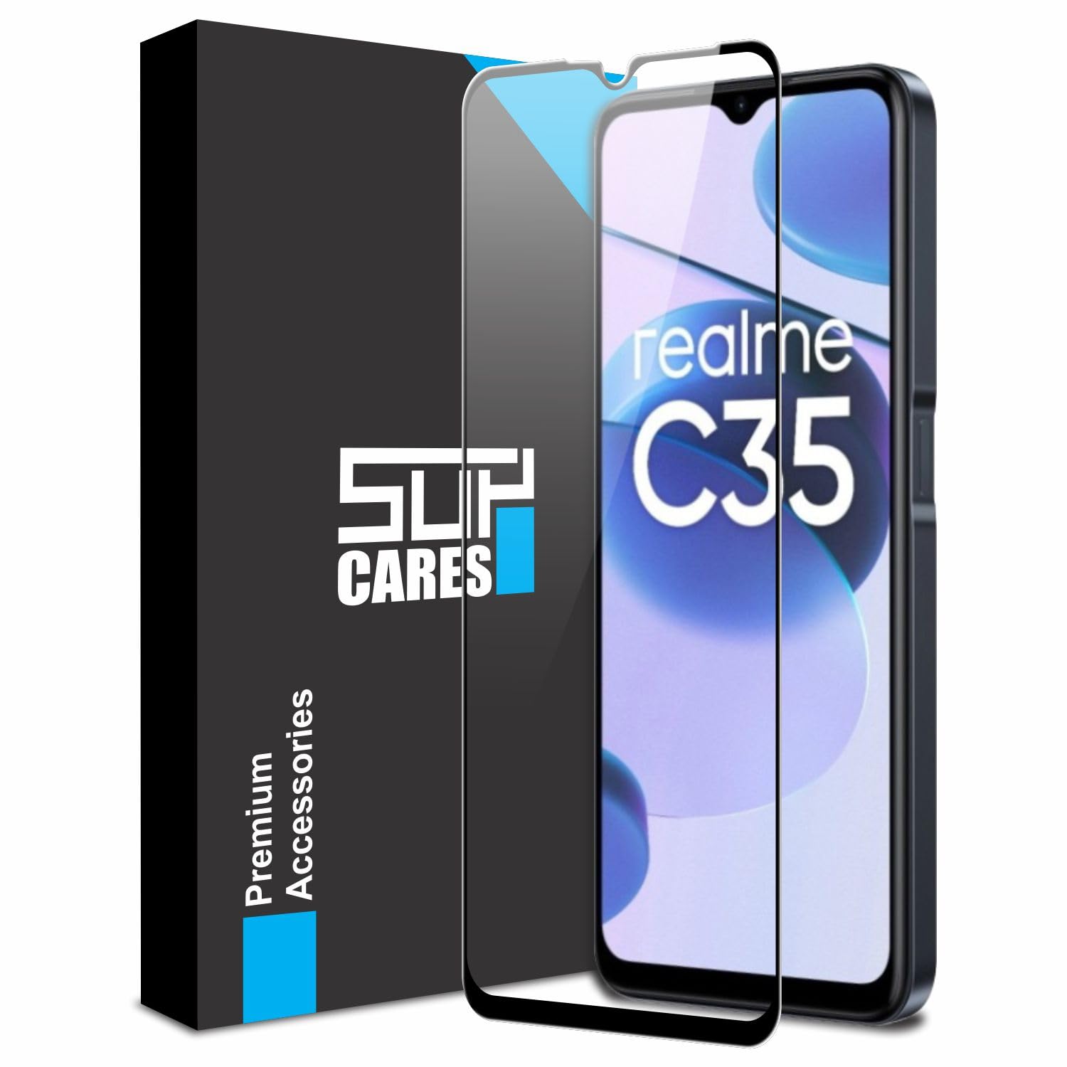 SupCares Edge to Edge Tempered Glass for Realme C35 / C31 / C25Y / C25 / C21Y / C21 / C20 / C15 / C11 and C3 with Easy Self Installation Kit | Black (B0BZL5MJ4B) Amazon Price History, Amazon Price Tracker