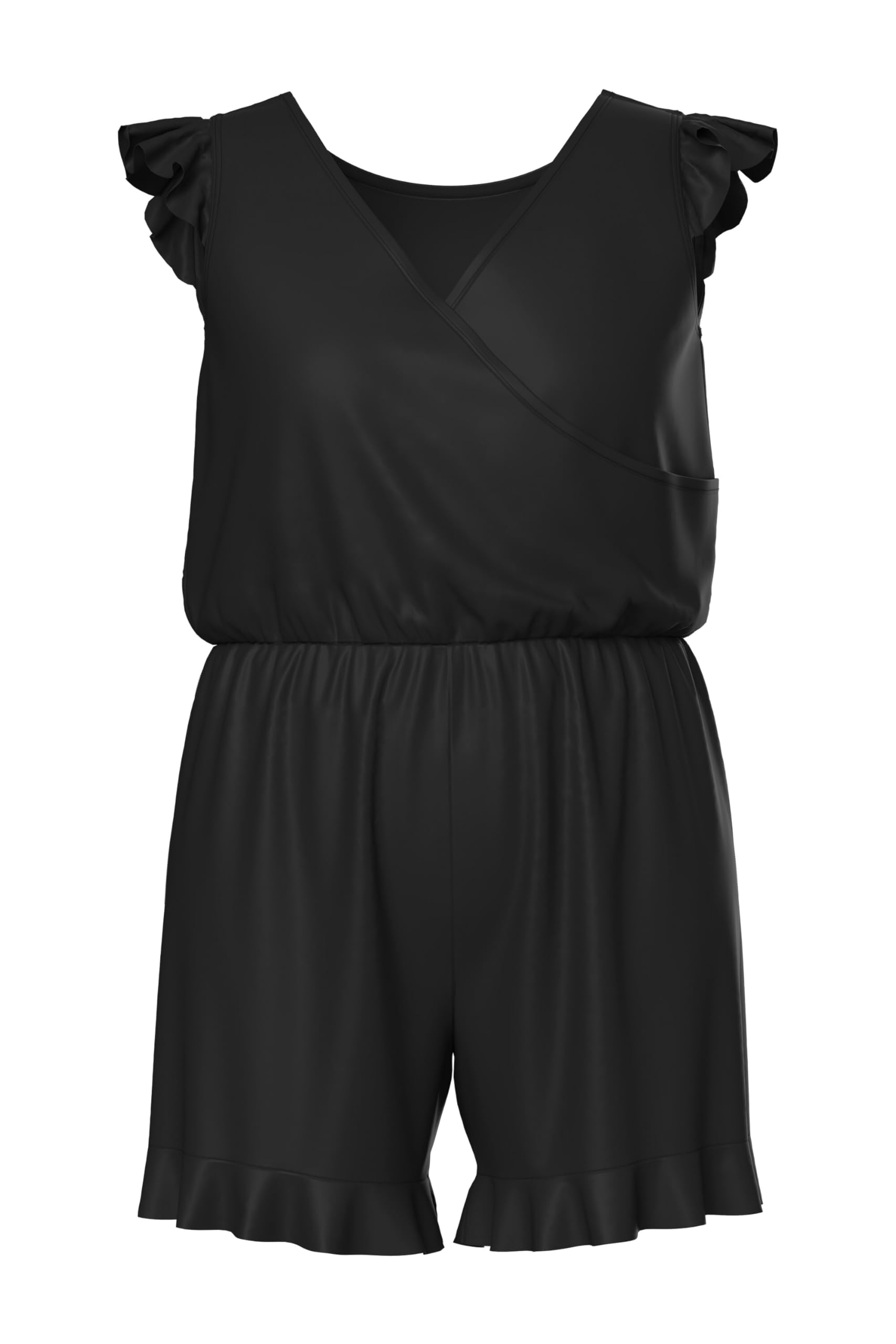 Ulla Popken Damen große Größen Übergrößen Plus Size Badekleid, Softcups, Shorts, Flügelärmel, Träger verstellbar 846642