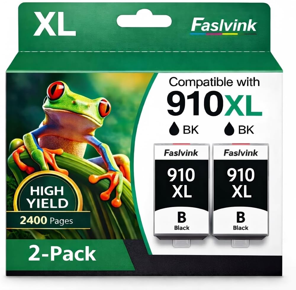 910XL 910 Ink Cartridges for HP Printers Black Compatible for HP 910XL Ink Cartridges Combo Pack Works with HP OfficeJet Pro 8025 8035 8020 8022 8028 (2 Black, 910XL Black Ink)