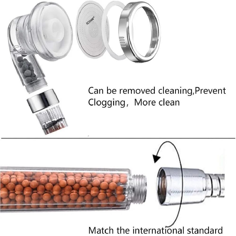 Alcachofa de ducha de mano de alta presión con filtro negativo que ahorra agua, diseño de flujo lateral para una experiencia de baño definitiva, accesorio de cabezal de ducha ajustable