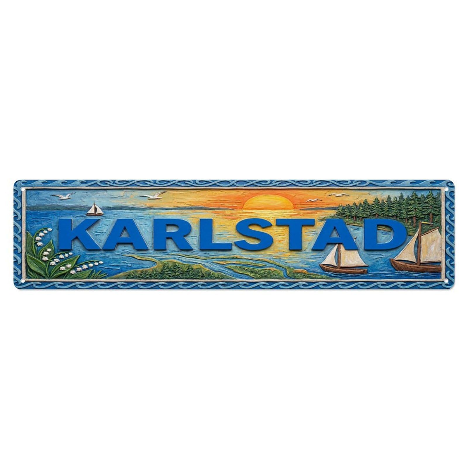 Gead 4X16inch Style Vintage Karlstad Sweden Flag Pattern Metal Tin Sign