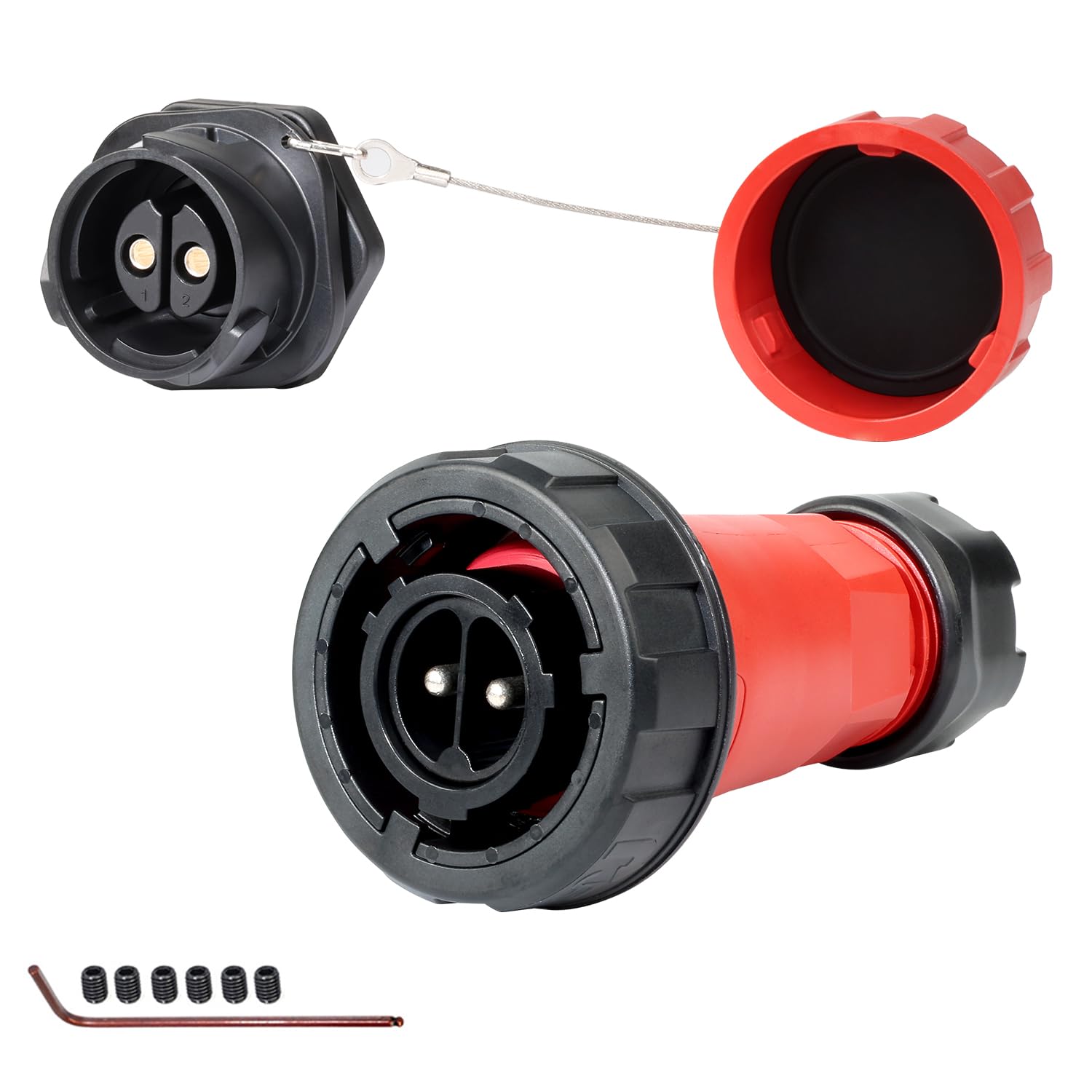 CNLINKO DL-28 50A Connettore Impermeabile, Montaggio a Vite a 2 Poli Alta Corrente Dimensioni Compatte Connettore Elettrico Presa da Incasso Foro Singolo IP68 per Display Automazione Industriale