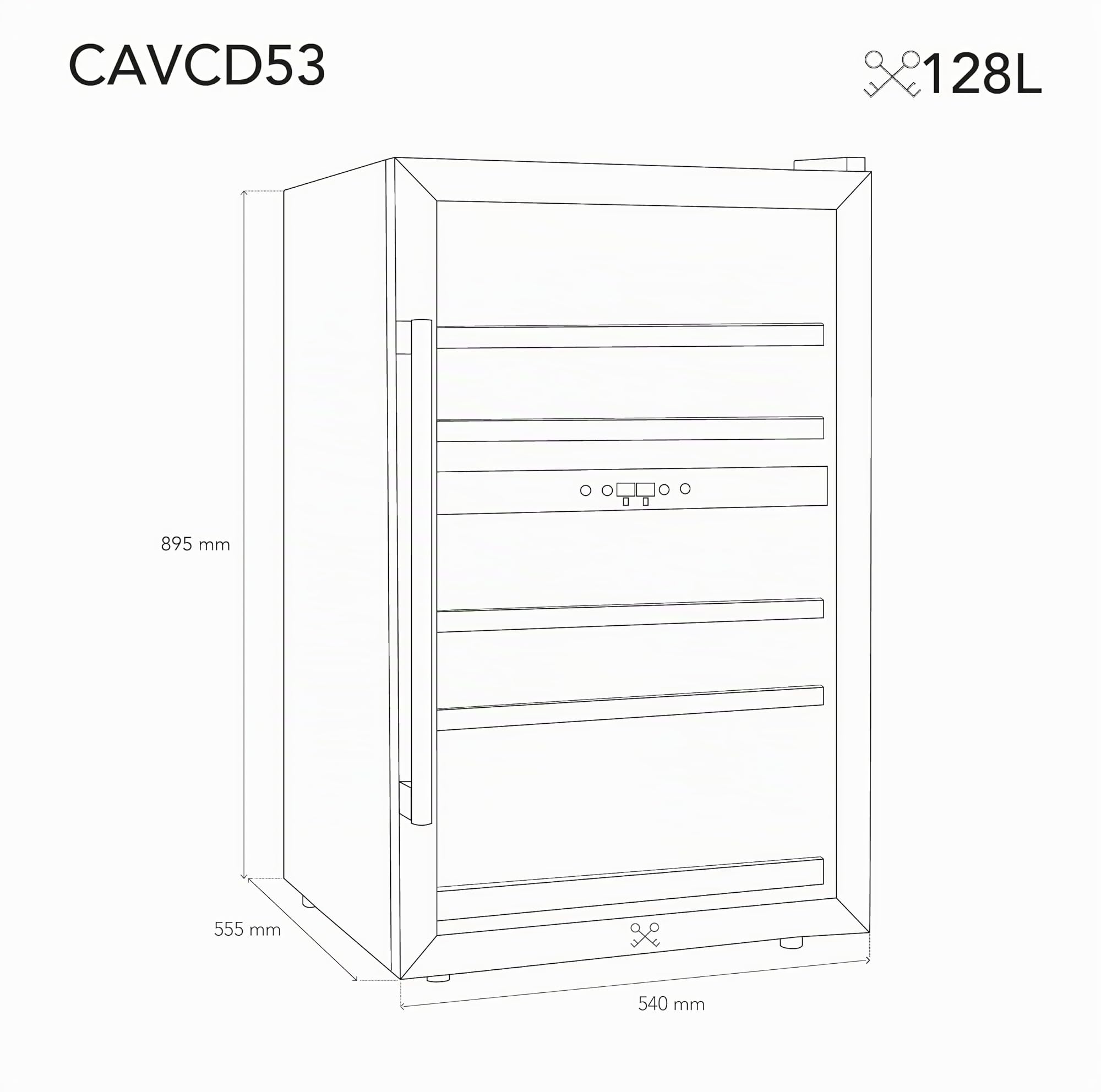 Les Petits Champs Cave à Vin 53 Bouteilles CAVCD53, Capacité 128L, 2 Zones de Température, Design Élégant en Acier Inoxydable, Réglage de Température de 5°C à 22°C, Anti-UV, LED