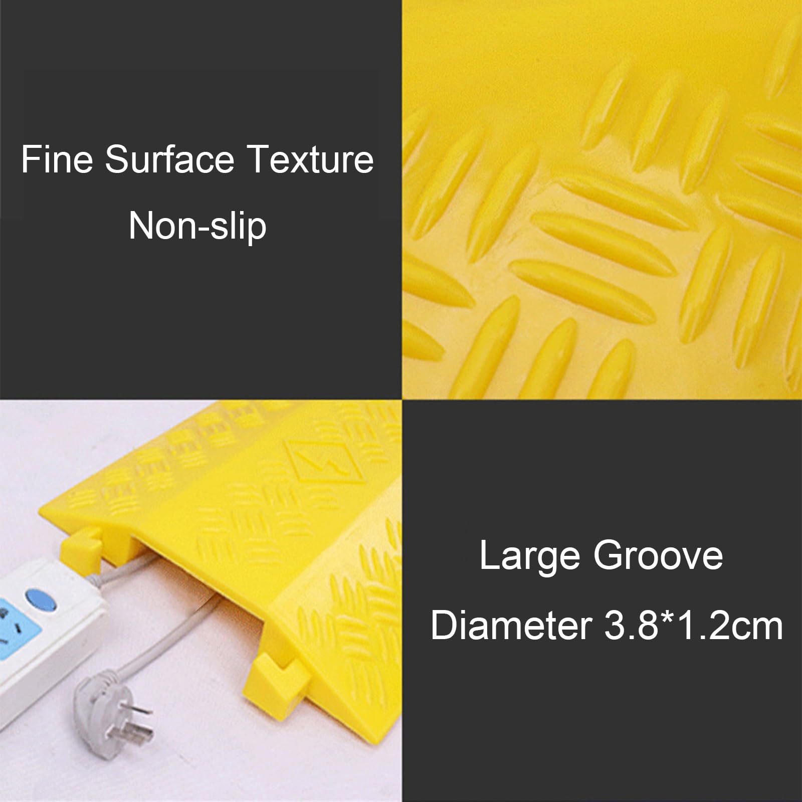 Pasacables Suelo para Interiores y Exteriores, Canaleta Cables Suelo con Enclavamiento para Uso en Oficinas y Almacenes, Evita Tropiezos(Yellow)