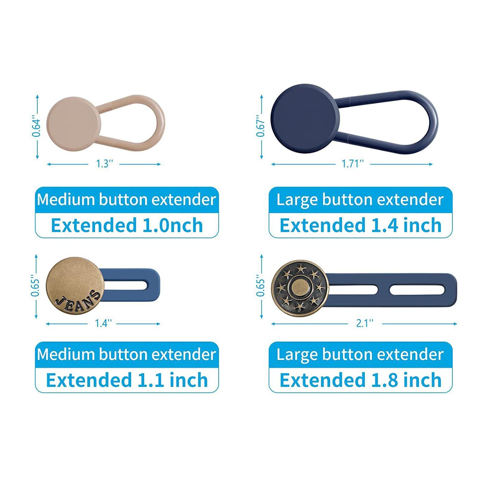 Juego de 10 extensores de botones para pantalones, sin coser, flexibles, invisibles, para camisas y ropa