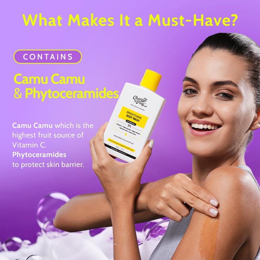 Chemist at Play Brightening Body Wash 1% Vitamin C and Niacinamide For Dry Normal Oily Dull Skin Helps Fade Scars Brightens Skin For Women and Men white 473ml - Image 3