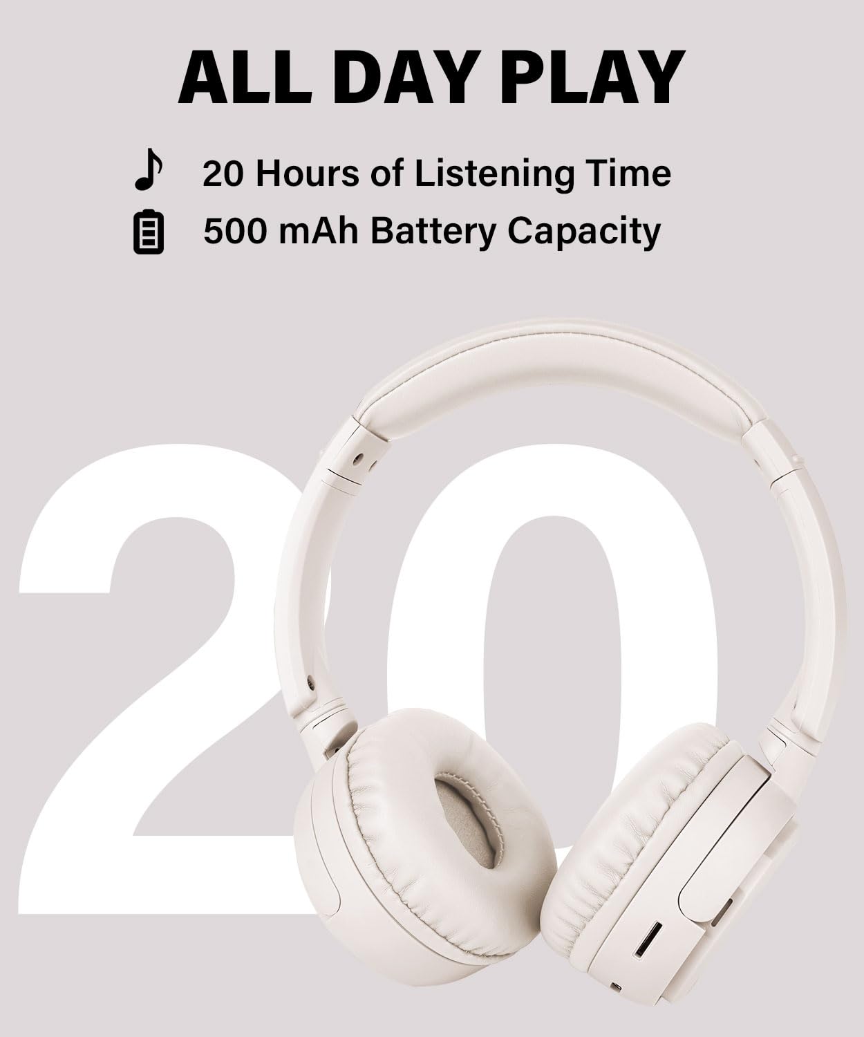 XuanGui Wireless On Ear Headphones, Hi-Fi Stereo Bluetooth Headphones with Microphone, 20H Playtime, Bluetooth 5.3 - Image 4