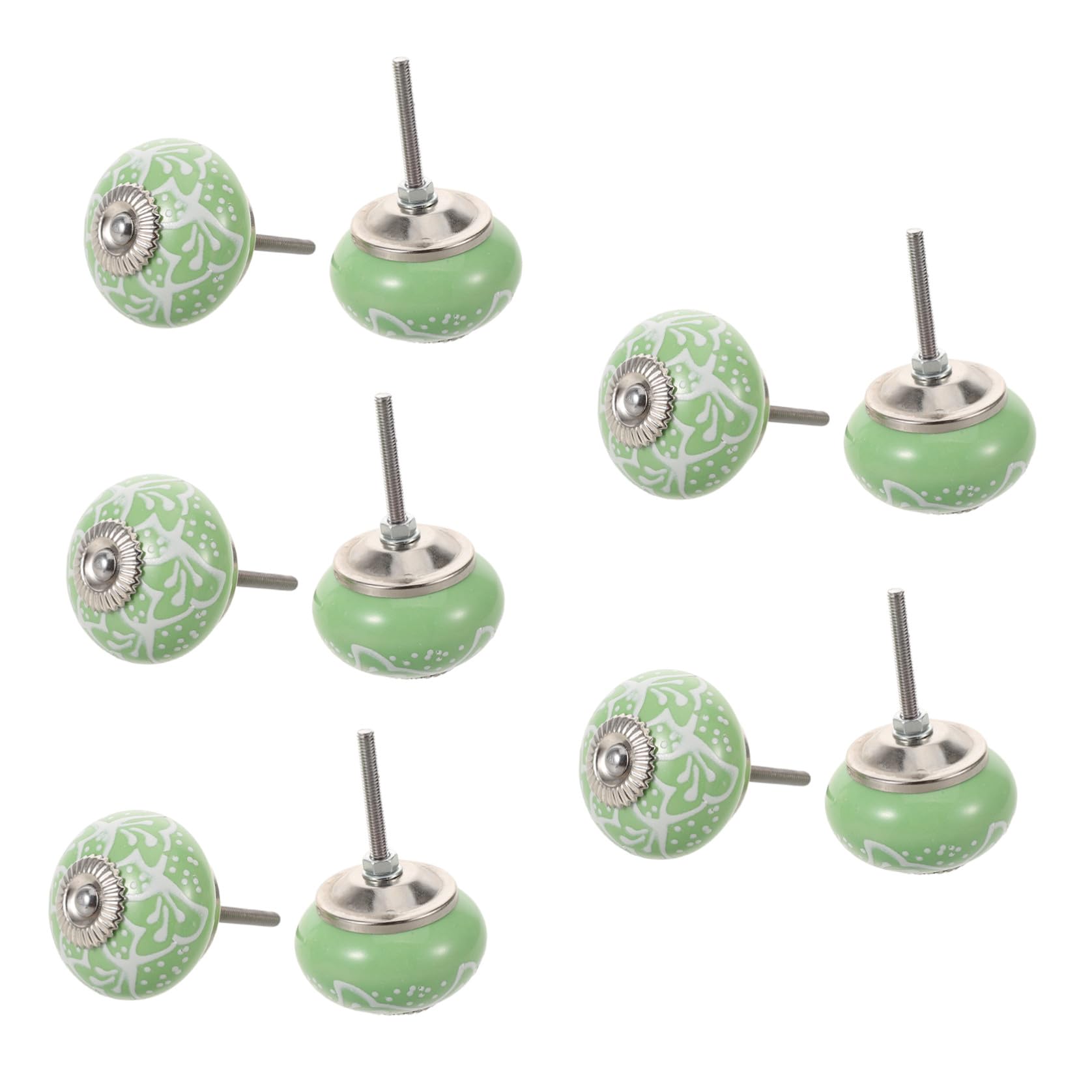 LIFKOME 10 Pezzi Set da 10 Pomelli Rotondi in Ceramica Verde per Mobili, Manopole Decorative per Cassetti, Armadi e Cassettiere, con Viti Incluse, per Cucina e Arredamento Casa