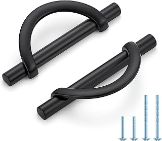 HOME EDIT Matte Black Cabinet Pulls Curved, 3-3/4 Inch/96 mm, 6 Pack | Curved Pull Shape, Smooth Grip, Warm Kitchen Style, For Kitchen Cabinets, Cupboards, Bathroom Drawers