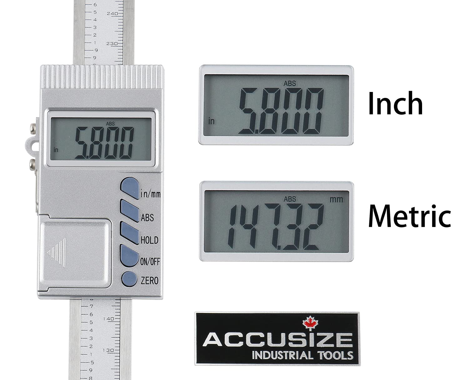 Accusize Industrial Tools 0-20''/0-500 mm by 0.0005''/0.01 mm Vertical Electronic Digital DRO Scale Unit, Abve-0018