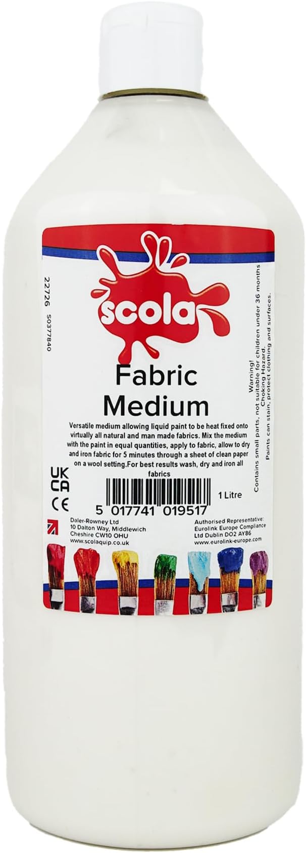 Scola Textile Medium, 1 Litre Bottle, Fabric, Mix With Artmix Paint, School Supplies, Art and Crafts Projects, Children's Craft Projects, For Kids