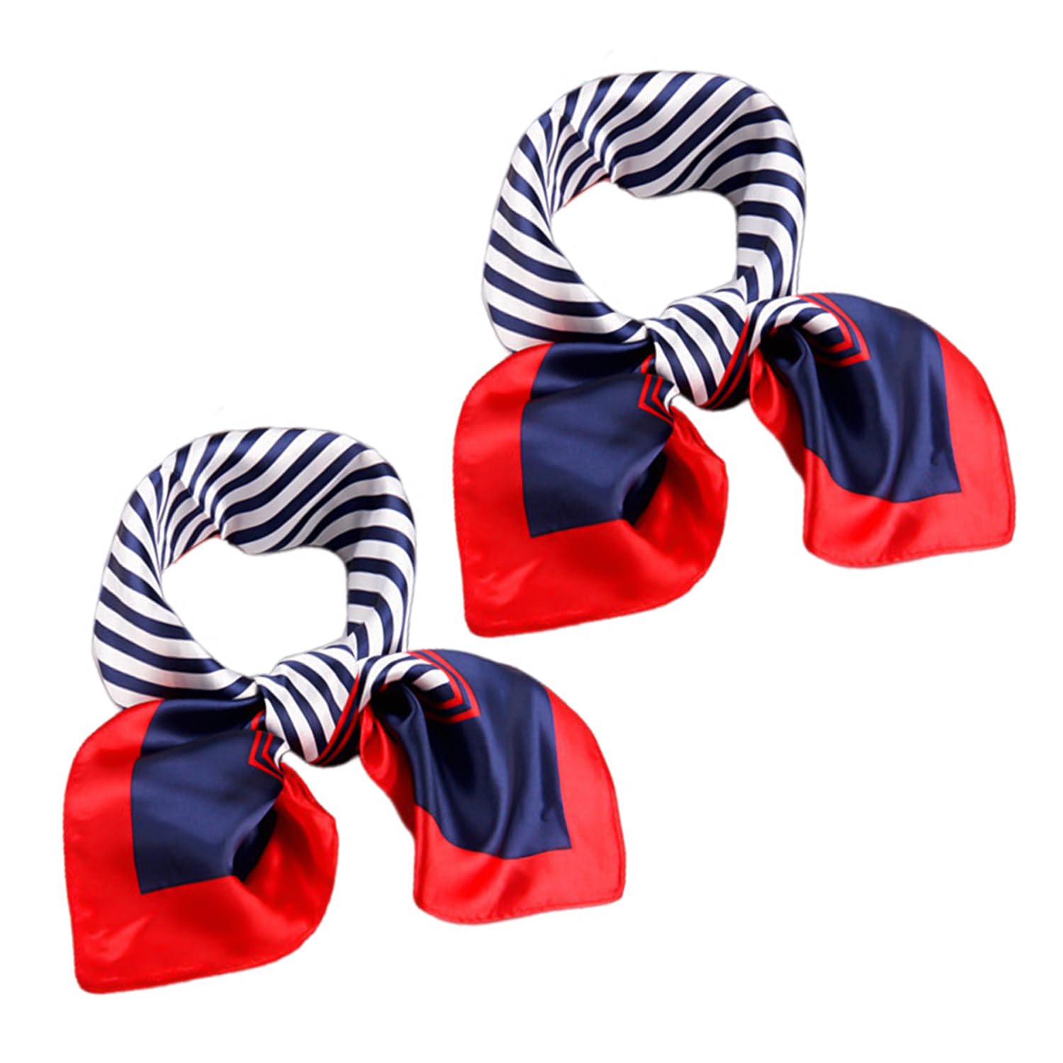 SATINIOR 2 x vierkante satijnen sjaal, hoofddoek voor dames, stewardess, Elegante stijl, 50 x 50 cm