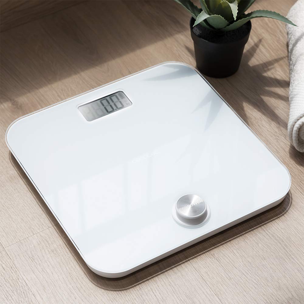 Cecotec Báscula de baño Surface Precision EcoPower 10000 Healthy. Con pulsador, Superficie de vidrio templado de alta seguridad, Sensores de precisión