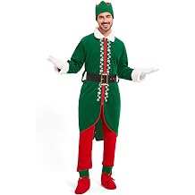 Elf Costume Men Adult Christmas Outfit Deluxe 6PCS Elves Cosplay Suit