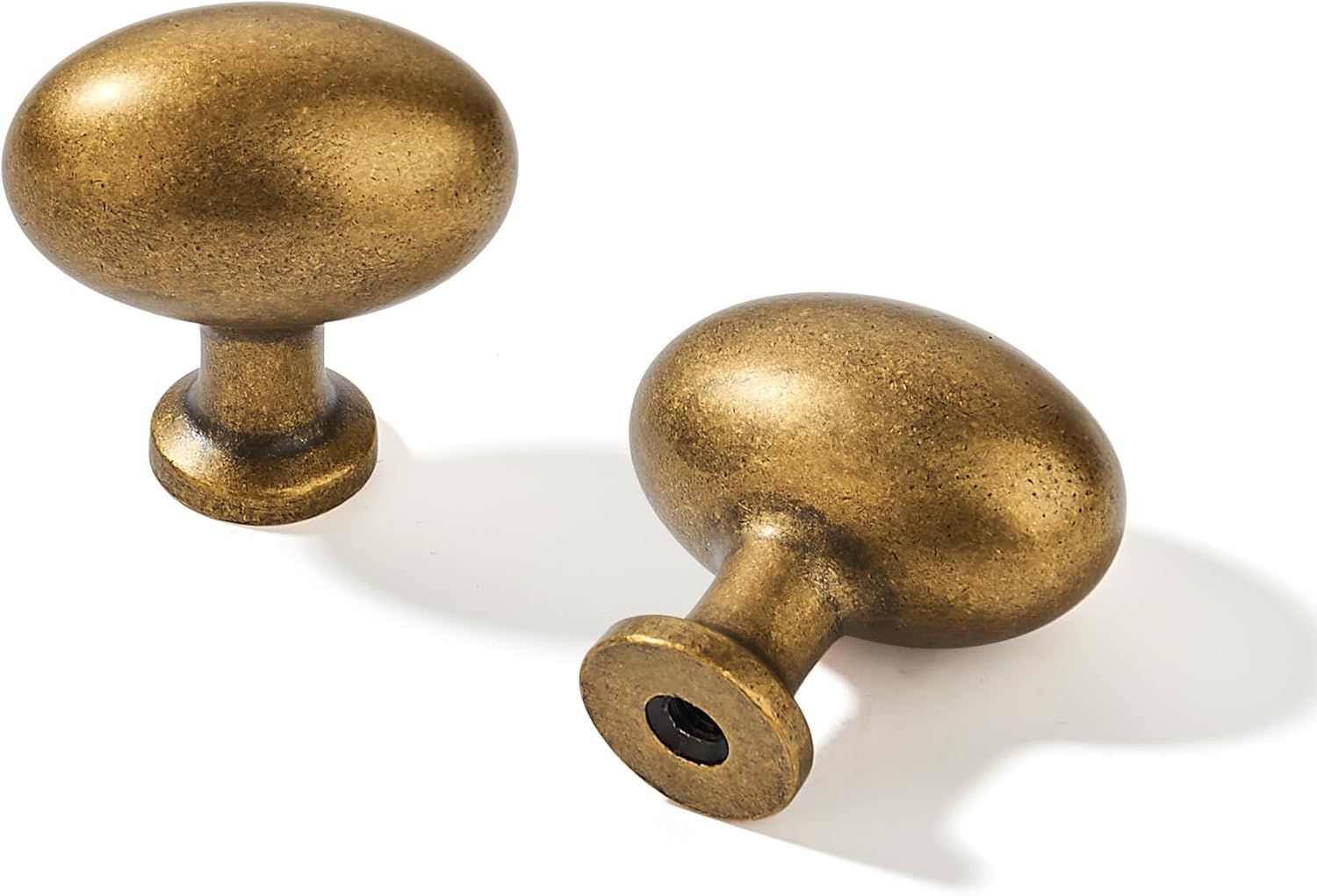 KHTUMEWARE-OVAL Round Knob, Antique English Brass, DIA 1-1/2 in (38 mm), 10-Pack