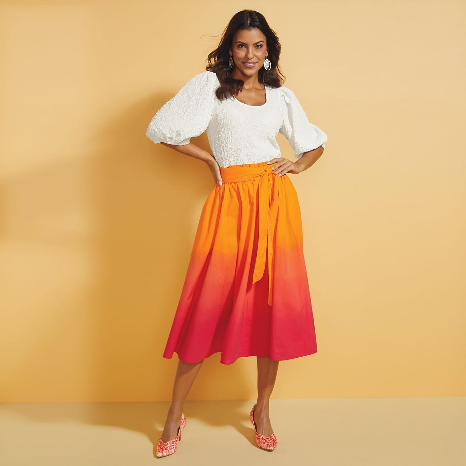 Masseys Tie-Front Midi Skirt for Women