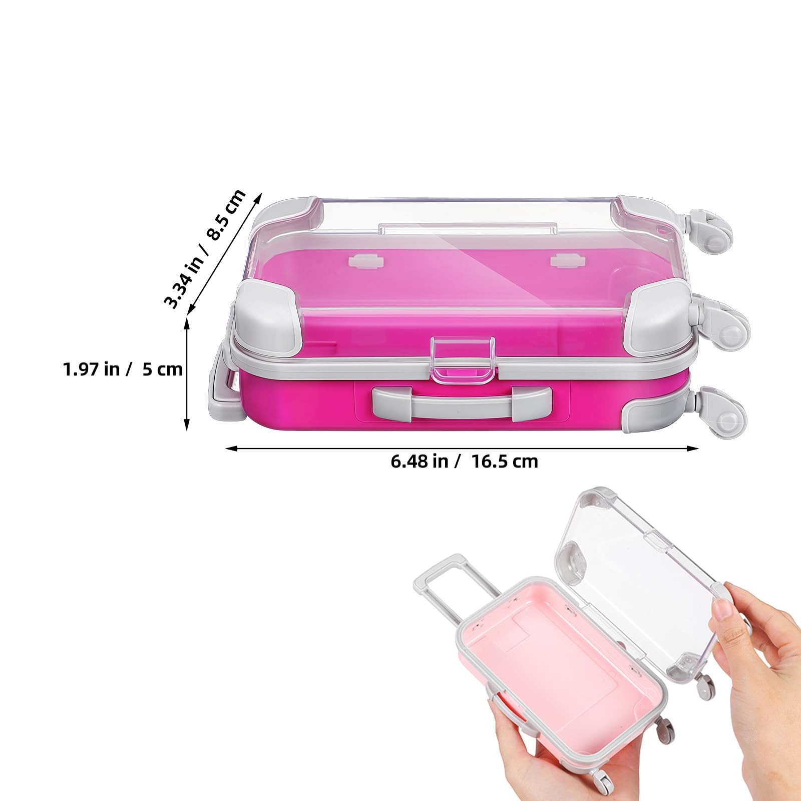 Abaodam Set 4 Pezzi Astuccio Portatrucchi da Viaggio in Plastica Rosa, Compatto e Portatile per Organizzare Strumenti di Bellezza, per Donne Professioniste in Viaggio
