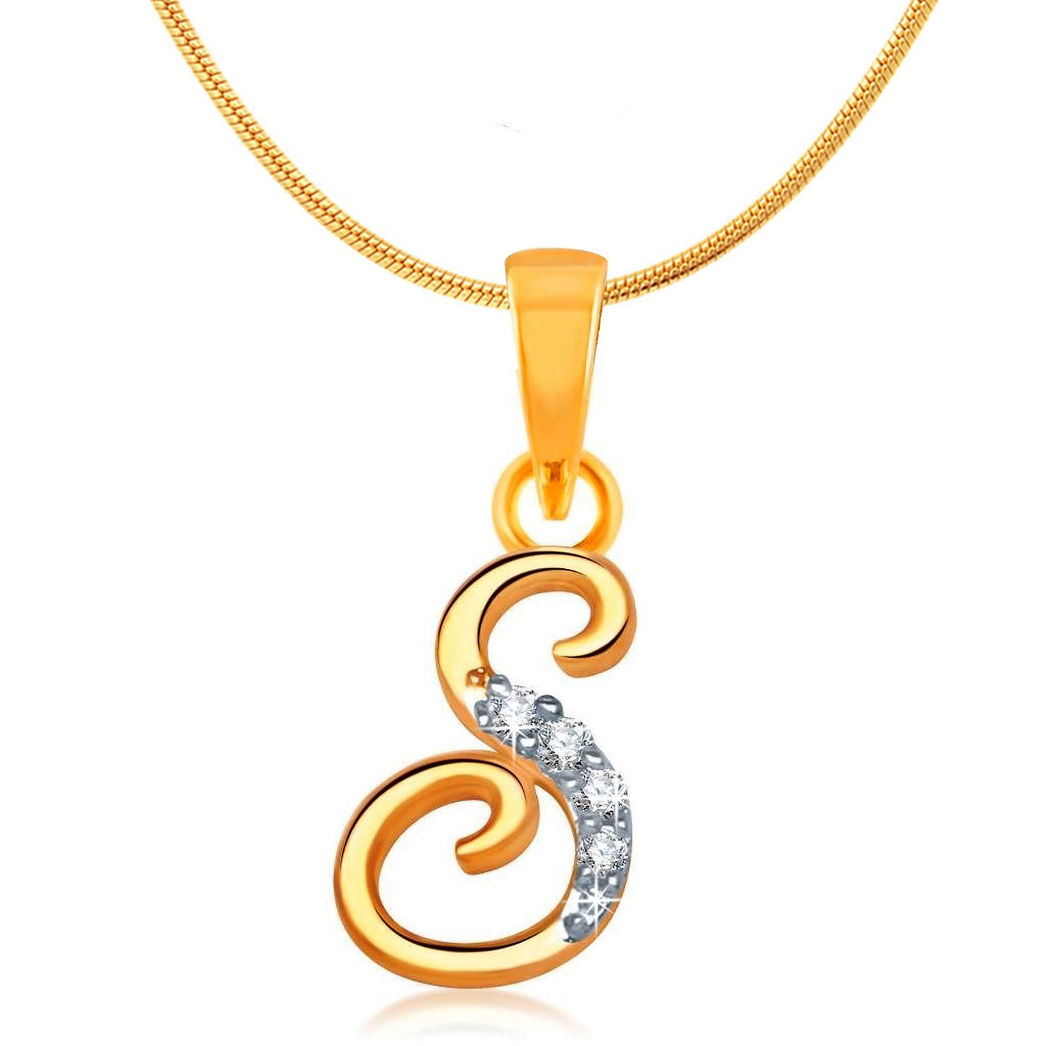 Initial Letter S Alphabet White Cubic Zirconia Unisex Pendant Without Chain PS1100177G-image-32