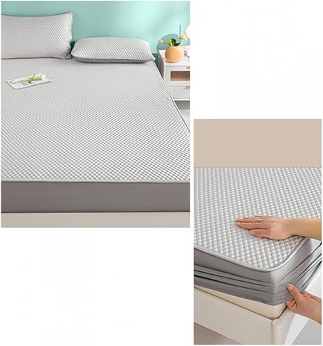 Miniatura 4 de Protector de colchón tamaño matrimonial, suave, transpirable, sábana bajera elástica ligera y silenciosa con bolsillo profundo, lavable, para el