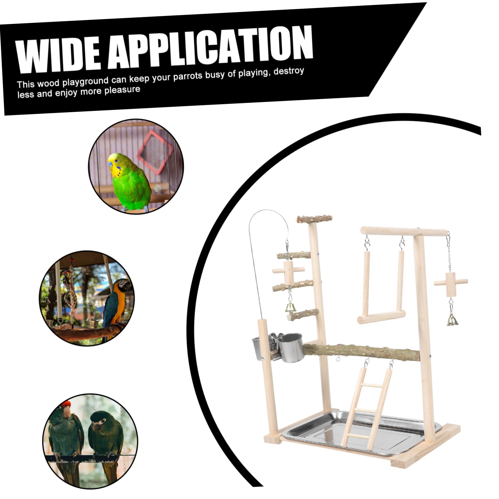 Toddmomy Plataforma de Percha de Madera para Loros Escalera y Columpio, Estante de Entrenamiento para Pájaros, Complementos para Aves, Soporte para Percha de Loro, para Decoración de Jaula