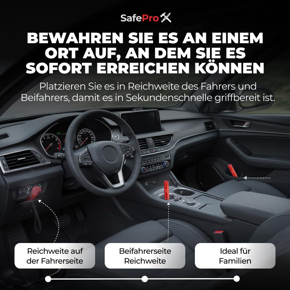 Notfallhammer Auto mit Gurtschneider - Sicherheit Rescue Tool & Scheiben Zertrümmerer (2er-Pack)