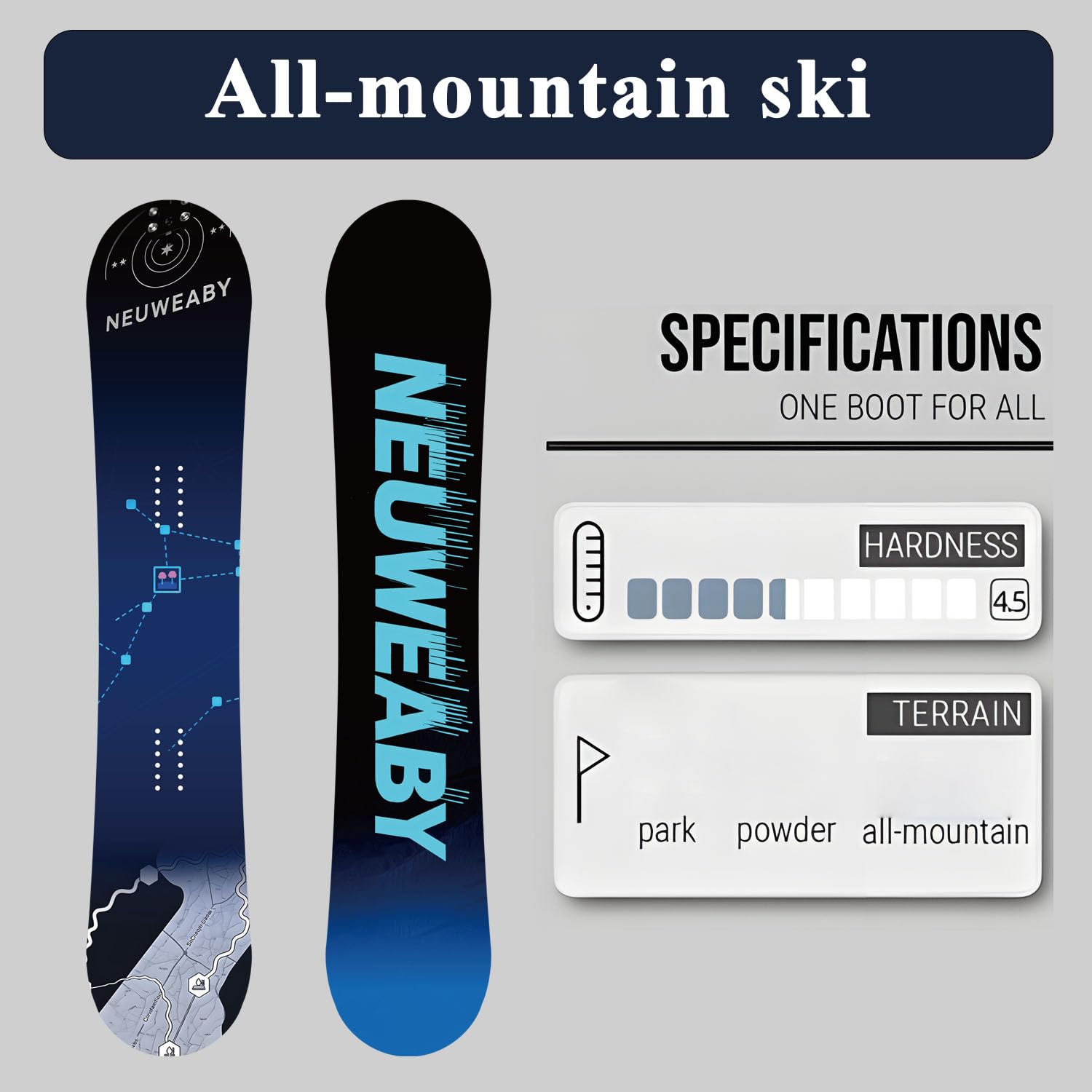 Tabla de Snowboard All Mountain para Mujer NEUWEABY - Estampado de Cielo Estrellado - Camber direccional Twin CAM-out para Snowboarders Principiantes y avanzados